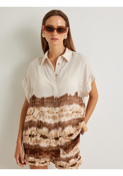 Koton Koton X Şahika Ercümen - Keten Karışımlı Gömlek Batik Desenli Kısa Kollu Kahverengi Desenli 4sak60193ew Kahverengi Desenli Koton Koton X Şahika Ercümen - Keten Karışımlı Gömlek Batik Desenli Kısa Kollu Kahverengi Desenli 4sak60193ew Kahverengi Desenli