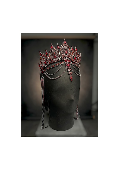 Diamond Veil Crown Alınlıklı Gelin,kına,nişan,söz,after,bride,party Taç Bordo - 885835840 Bordo