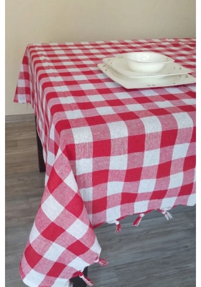 Çok Amaçlı Piknik Masa Örtüsü Sofra Bezi Kırmızı 150x150