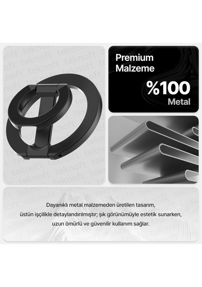 Magsafe İle Uyumlu Ayarlanabilir Manyetik Stand Ve 360 Dönebilen Çıkarılabilir Metal Telefon Tutacağı Siyah