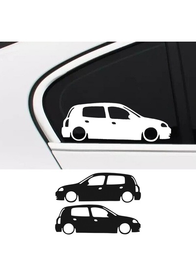 2 Adet Renault Clio Mk 2 Basık Oto Sticker - Kelebek Cam Sticker 25x9 Cm