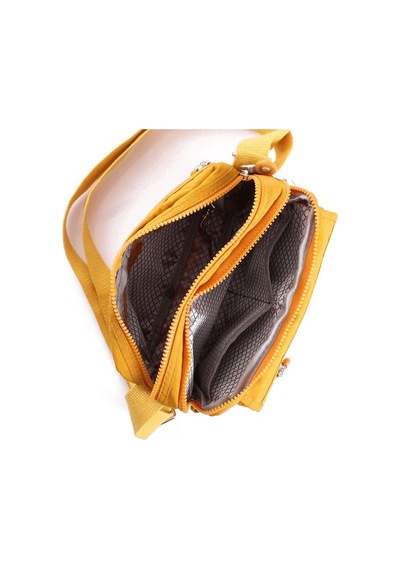 Kadın Kapaklı 8 Gözlü Su Geçirmez Kumaş Omuz Çantası Sarı