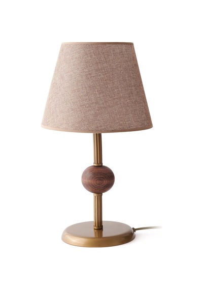 Safirr Light Ahşap Detaylı Metal Abajur - Eskitme - 43x25x25 Cm Çok Renkli