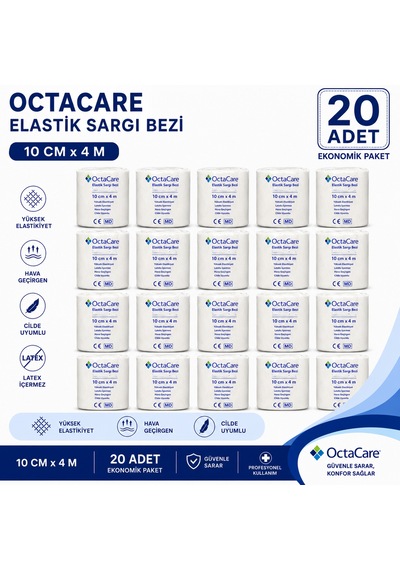 Octacare Elastik Sargı Bezi 10cm 4m 20 Adet