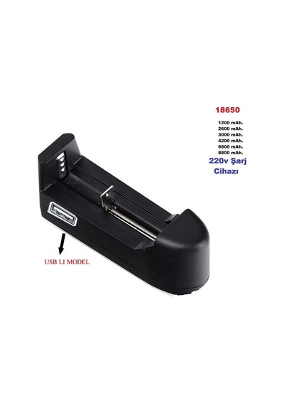 18650 Pil Şarj Cihazı Tekli 3.7V 500Mah Usb İle Şarj Etme Fonsiyo