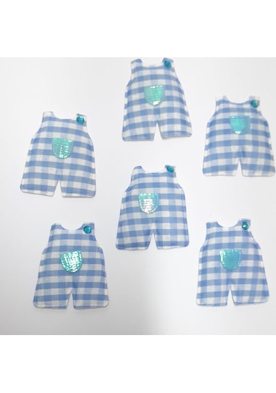 Bebek Tulumu Mavi Süsleme Kumaş Sticker 25 Adet Mavi
