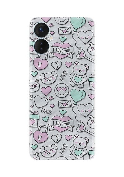 Tecno Spark 9 Pro Kılıf Resimli Desenli Silikon Platinium Series I Love You 1882