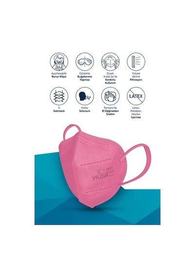 Musk Ffp2 Maske Pembe 10 Adet