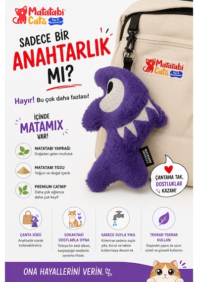 Matamıx Samy Peluş Kedi Oyuncağı Dayanıklı, Kediler İçin Eğlenceli Oyuncak