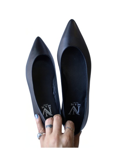 Ne&ve Shoes Siyah Hakiki Deri Sivri Burun Şık Ve Rahat Günlük Babet