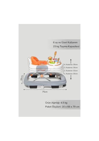 Baby2go 25838 Toodle Turuncu Lüks Yürüteç