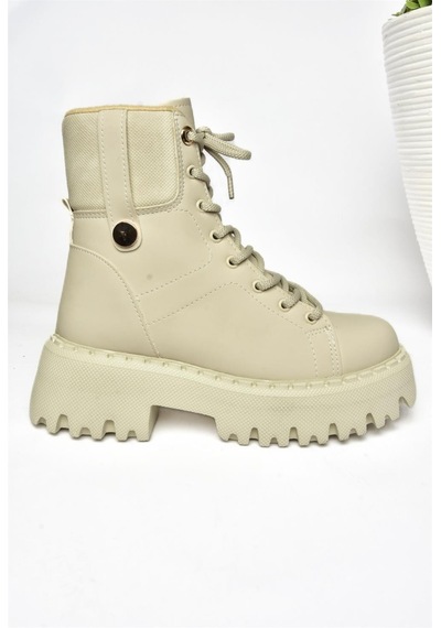 Fox Shoes R973970109 Bej Kalın Tabanlı Kadın Bot Bej