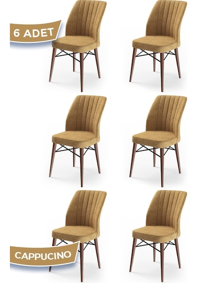 Canisa Concept Flex Serisi Gürgen Ayaklı 1.sınıf Sandalye , 6 Adet , Cappucino Sandalye , Ayaklar Ceviz Sandalye Cappucino Ayaklar Ceviz