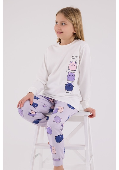 Rolypoly Kız Çocuk Beyaz Pijama Takımı Rp3704-c-v2 Beyaz
