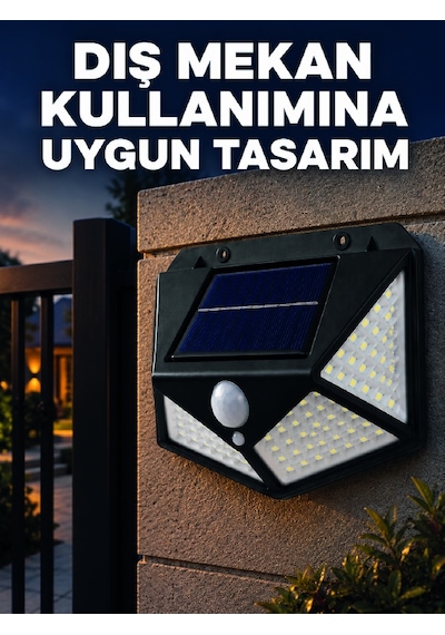 Güneş Enerjisi İle Şarj Olan Hareket Sensörlü 3 Modlu Led Dış Mekan Duvar Aydınlatması Çokrenkli