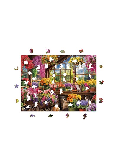Ahşap Puzzle Yetişkin - Çiçek Serası - 450 Parça, 29 X 39 Cm - Yapıştırıcı Folyo Dahil - Benzer