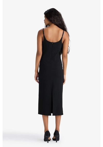 Defacto Bodycon Vücudu Saran İnce Askılı Midi Elbise F9263ax25wnbk81 Siyah