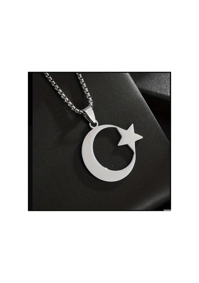 Yıwu 1 Adet Paslanmaz Çelik Ay & Yıldız Kolye Kolye Erkekler & Kadınlar İçin - Göksel Minimalist Gümüş