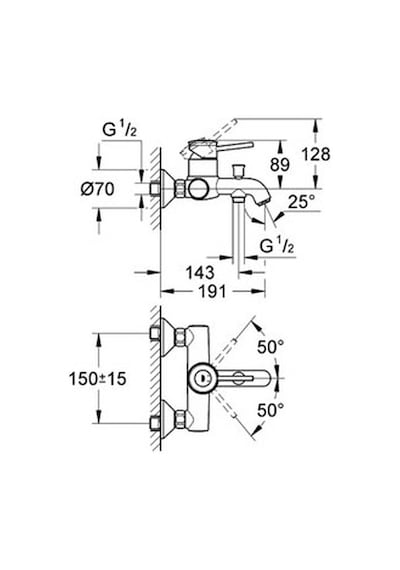 Grohe Bauclassic Banyo Bataryası - 32865000