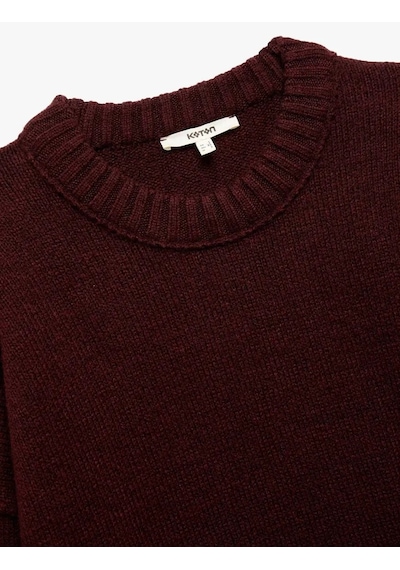 Koton Bisiklet Yaka Triko Kadın Oversize Kazak 6wak90177ht Bordo