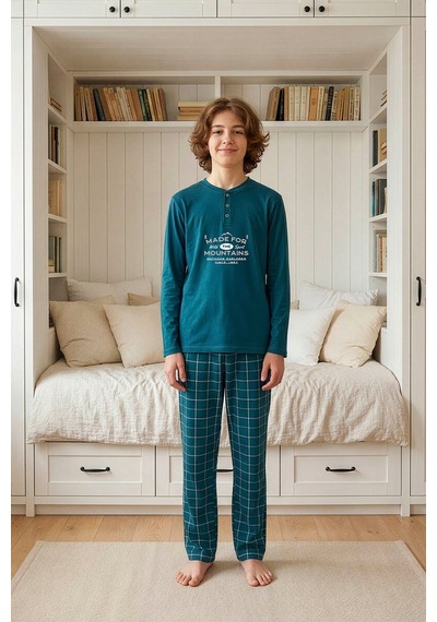 Aydoğan Genç Erkek İnterlok Petrol Reha Pijama Takımı 0489