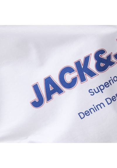 Jack & Jones Erkek Gögüs Baskili Relaxed Fit Bisiklet Yaka Tisört - Abbo - 12298470 Bright White