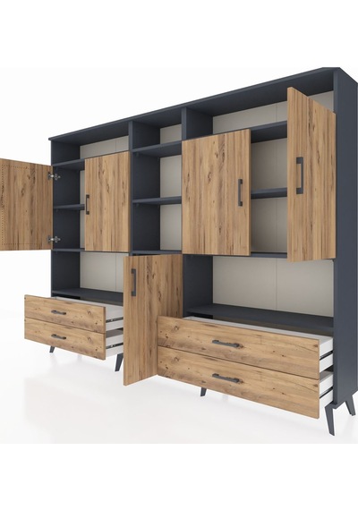 Arges Dolap 12 Raflı 4 Çekmeceli 5 Kapaklı 220x30x163 Antrasit-çam Atlas Çam - Antrasit Arges Dolap 12 Raflı 4 Çekmeceli 5 Kapaklı 220x30x163 Antrasit-çam Atlas Çam - Antrasit