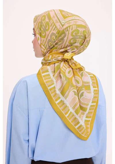 Silk Home Dört Mevsim Antik Motif Viskon Velora Eşarp 6419 Asit Sarı