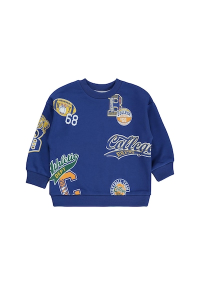 Silversun Kids Silversun Athletic 68 Baskılı 2-7 Yaş Sweatshirt - Mavi Saks Mavisi