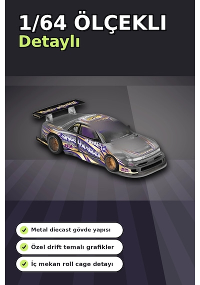 Metal Diecast 1/64 Olcek Nissan Silvia S13-r Drift Arabasi - Kaido House Koleksiyon Modeli Bx-313398