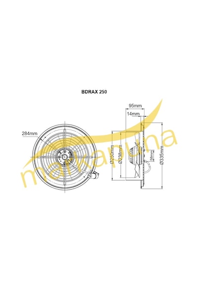 Bvn Bahçıvan Bdrax 250-2K 220 Volt Aksiyel Fan 1500 M³/H 25 Cm