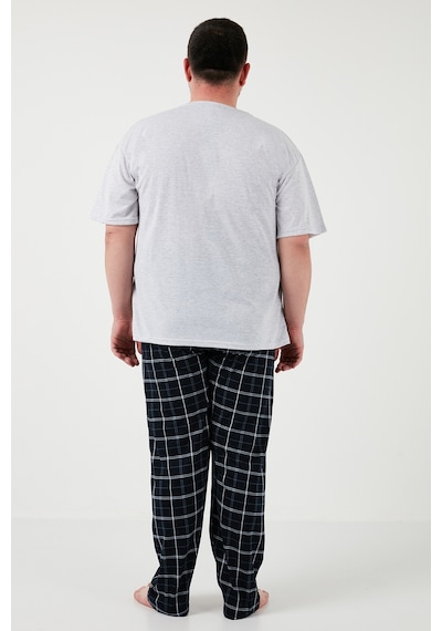 Buratti Pamuklu Regular Fit Büyük Beden Erkek Pijama Takımı 6572002B Gri Melanj