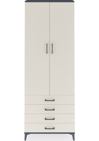 Arges Dolap 2 Raflı 4 Çekmeceli Tek Askılı 88x30x243 Antrasit... Antrasit