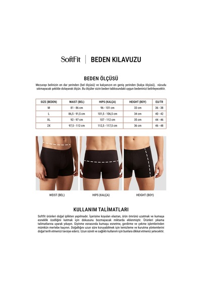 Auw Erkek Kıvırma Bel Pamuklu Modal Basic Boxer 3'lü - Softfit Siyah