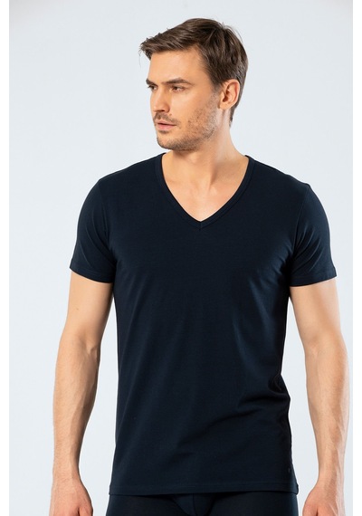 Cacharel Erkek Derin V Yaka Likralı T-shirt 1306/lacivert Lacivert