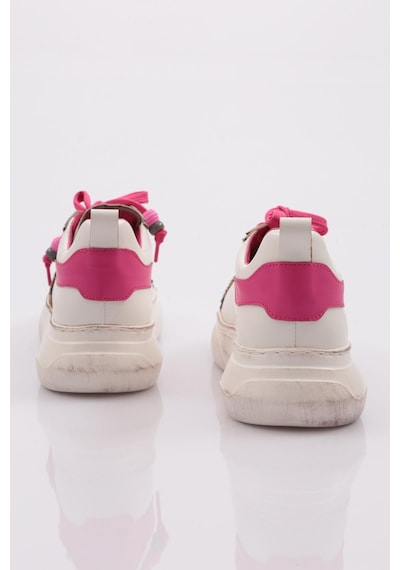 Dgn 1023 Kadin Sneaker Ayakkabi 1023-2007-R0214 Beyaz - Fuşya