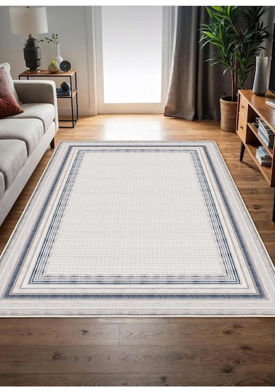 STY Home Gri Lacivert Dijital Baskı Salon Halısı Kaymaz Tabanlı Yıkanabilir Halı Yolluk 514 Gri