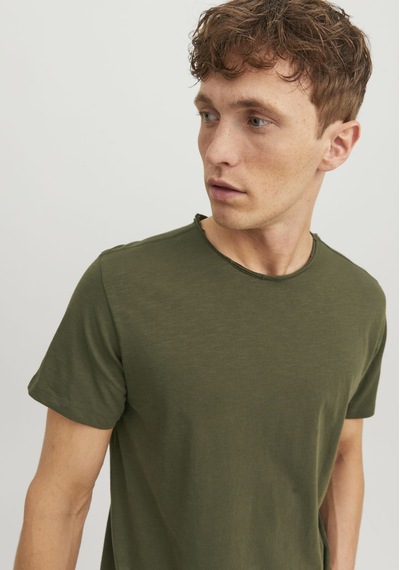 Jack & Jones Bisiklet Yaka Basic Tisört- Basher 12182498 Forest Night Koyu Yeşil