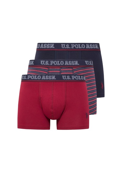 U.S. Polo Assn. U.s Polo Assn. 80516 Erkek Pamuklu 3'lü Boxer-bordo&lacivert&baskılı Bordo