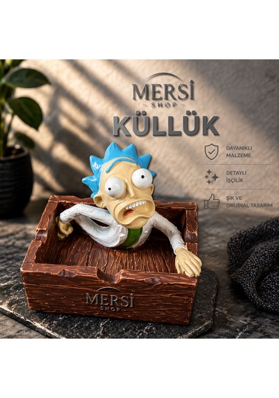 Rick Figürlü Seramik Küllük Dekoratif Karakter Tasarımlı Küllük