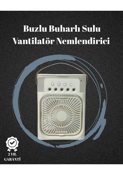 Hubrendy  Usb Bağlantılı 3'ü 1 Arada Nemlendirici Mini Klima Fan 7 Renk Işıklı