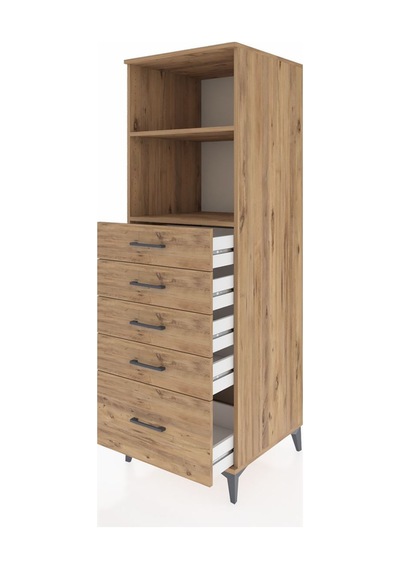 Kronos Dolap 2 Raflı 5 Çekmeceli 60x59x182 Çam-çam Çam