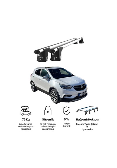 Trio-ıı Opel Mokka X 2012 Ve Sonrası Uyumlu Kilitli Ara Atkı 120cm Port Bagaj Tavan Barı
