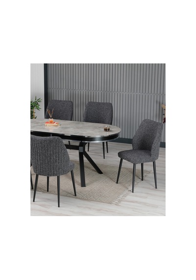 Mars Hazal Serisi, Lak Panel Masa Takımı 6 Sandalyeli 170x90 Cm Şık Yemek Grubu Gri Mars Hazal Serisi, Lak Panel Masa Takımı 6 Sandalyeli 170x90 Cm Şık Yemek Grubu Gri