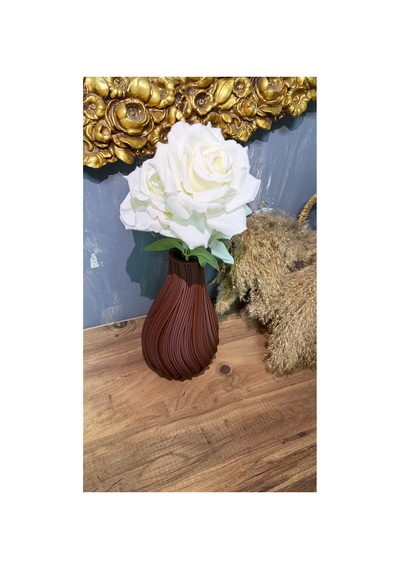 Modern Spiral Tasarım 3d Baskı Dekoratif Vazo 21 Cm Kahverengi