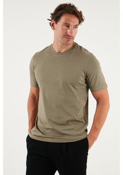 Buratti Pamuklu Regular Fit Bisiklet Yaka Erkek T Shirt 59020204 Vizon Yeşili