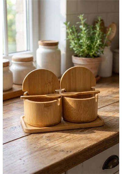 Bambu 2'li Standlı Tuzluk Baharatlık Seti Kapaklı Kaşıklı Oval Baharat Kabı, 5 Parça Bambu Tuzluk Seti, Tuz Kabı, Baharat Saklama Kabı Diğer Bambu 2'li Standlı Tuzluk Baharatlık Seti Kapaklı Kaşıklı Oval Baharat Kabı, 5 Parça Bambu Tuzluk Seti, Tuz Kabı, Baharat Saklama Kabı Diğer