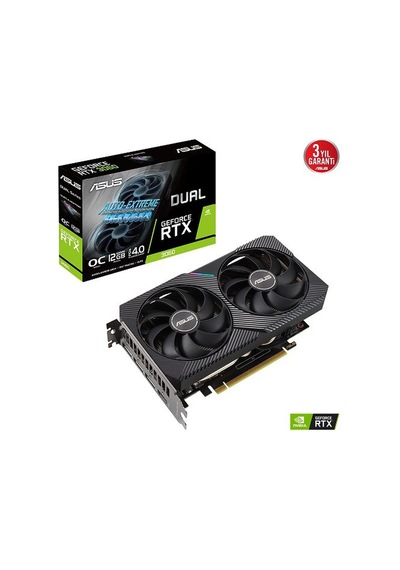 Asus Dual-rtx3060-o12g-v2, 12gb, 192bit, Gddr6, 192bit, 1xhdmı, 3xdp Gamıng Ekran Kartı