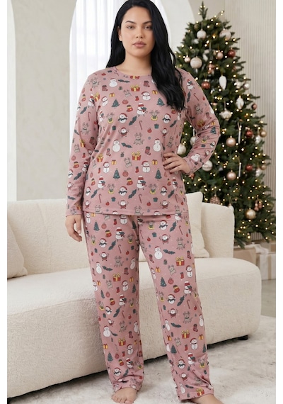 Siyah İnci Pamuklu Likralı Büyük Beden Battal Boy Örme Pijama Takım 26240929 Çok Renkli Siyah İnci Pamuklu Likralı Büyük Beden Battal Boy Örme Pijama Takım 26240929 Çok Renkli
