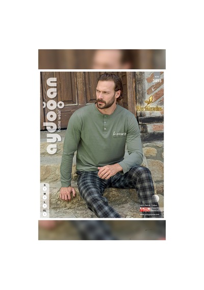 Hermevsim Aydoğan Erkek Pijama Takımı %100 Pamuk Süprem Patlı Yaka Uzun Kol Pastel Yeşil Tuna 3495 Hermevsim Aydoğan Erkek Pijama Takımı %100 Pamuk Süprem Patlı Yaka Uzun Kol Pastel Yeşil Tuna 3495